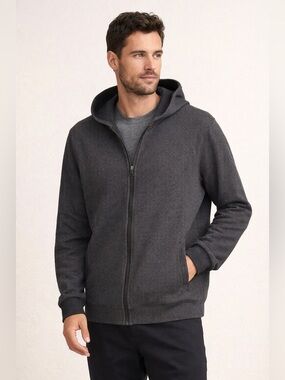 Vince Gray Hooded Zip Jacket Size M Textured Knit Lightweight Coat